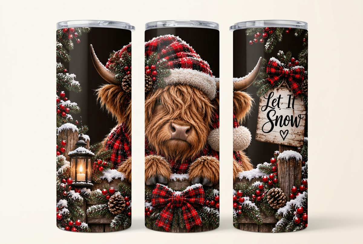 Christmas Highland Cow Tumbler