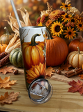 Autumn Harvest Pumpkin & Sunflower Tumbler with Lid and Straw