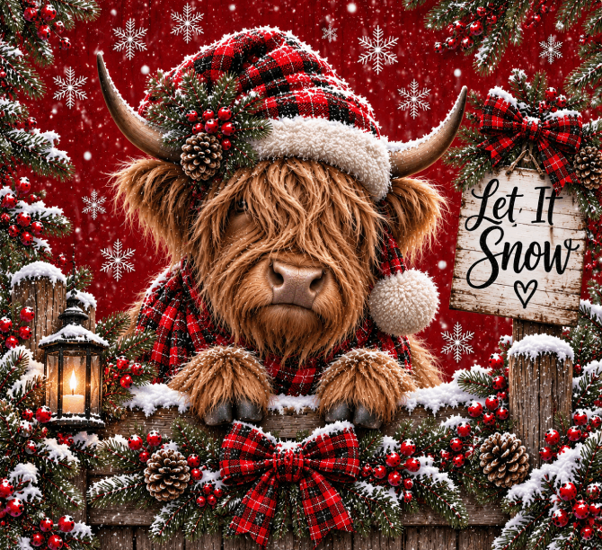 Christmas Highland Cow Tumbler