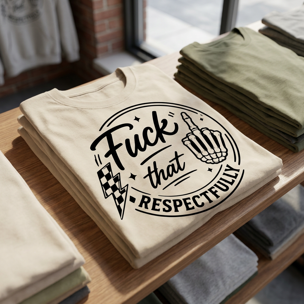 Folded sand Fuck That Respectfully graphic tee
