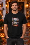 Spooky Horror Faces Black Halloween Graphic Tee