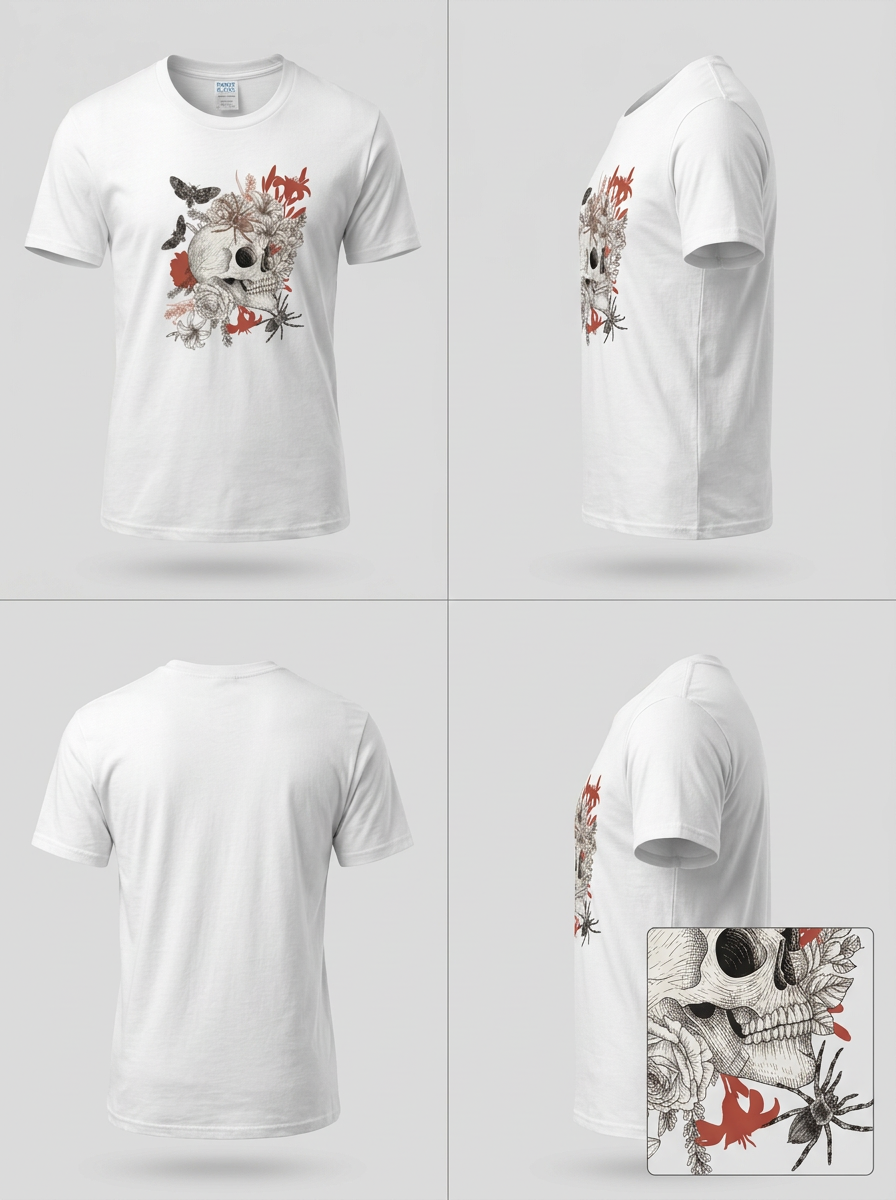 “Wear Your Edge: Skull & Floral Graphic Tee”